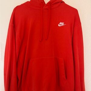 Nike Red Men's Pullover Hoodie with White Logo